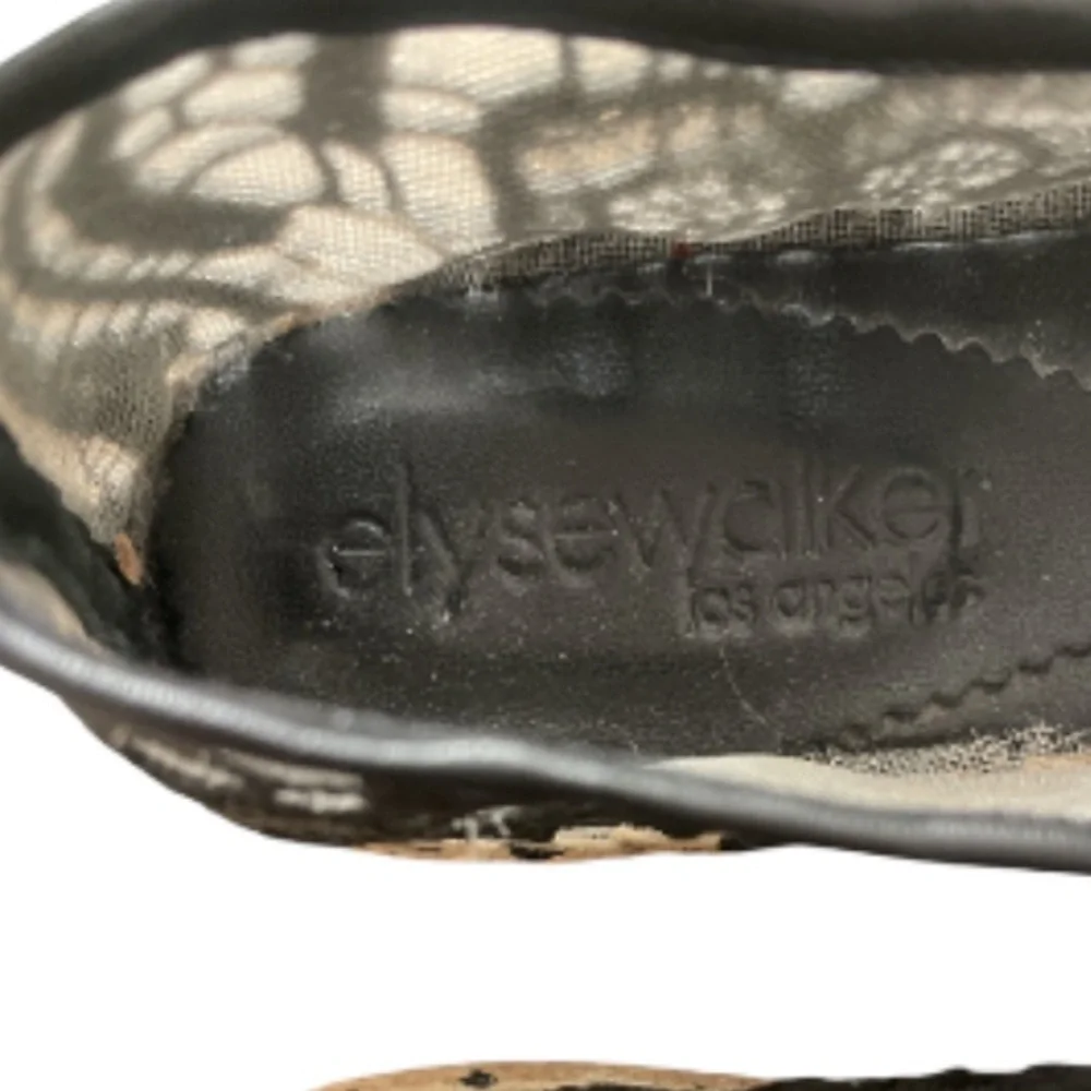 Elyse Walker Black Lace Espadrilles Size 36 Designer Lace Slip On Flats